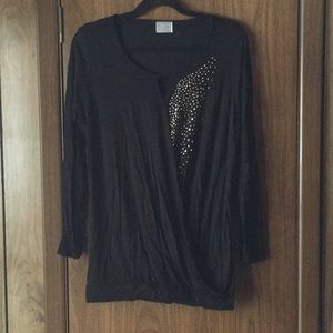Chic Black Blouse with Gold Detailing